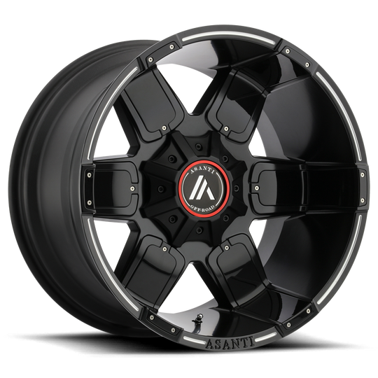AB811-20108824NBM - Asanti AB811 Warthog 20X10 8X180 -24 mm Satin Black Milled - Asanti Wheels Canada