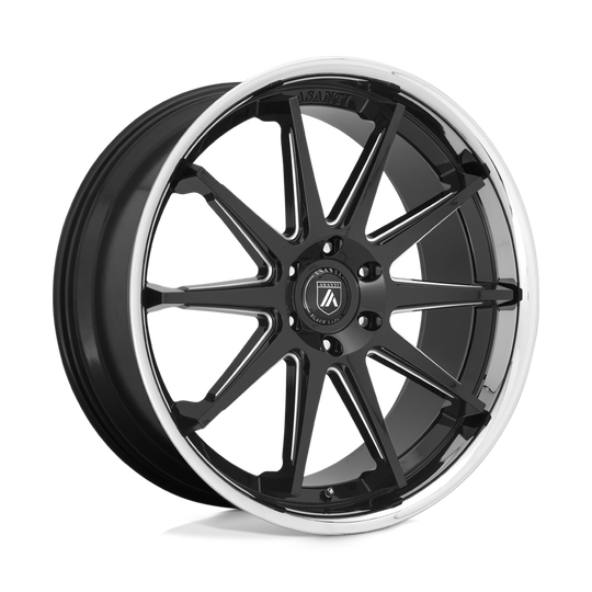 ABL29-22106230BK - Asanti ABL-29 Emperor 22X10 6X139.7  30mm Gloss Black Milled With Chrome Lip - Asanti Wheels Canada