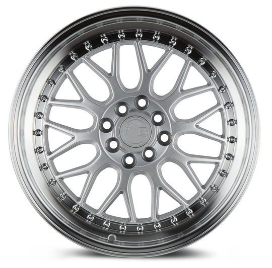 AH0217804100114335SML - Aodhan AH02 17X8 4X114.3 / 4X100 ET 35mm Silver with Machined Lip - Aodhan Wheels Canada