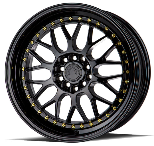 AH021780510011435GB - Aodhan AH02 17X8 5X100 / 5X114.3 ET 35mm Gloss Black ( Gold Rivet) - Aodhan Wheels Canada