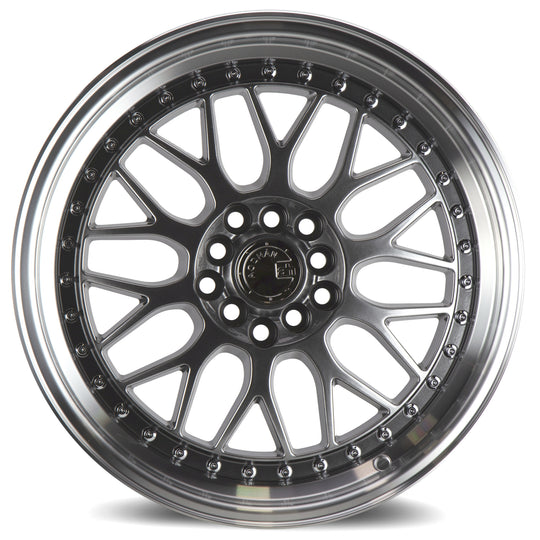 AH021780510011435HB - Aodhan AH02 17X8 5X114.3 / 5X100 ET 35mm Hyper Black with Machined Lip - Aodhan Wheels Canada