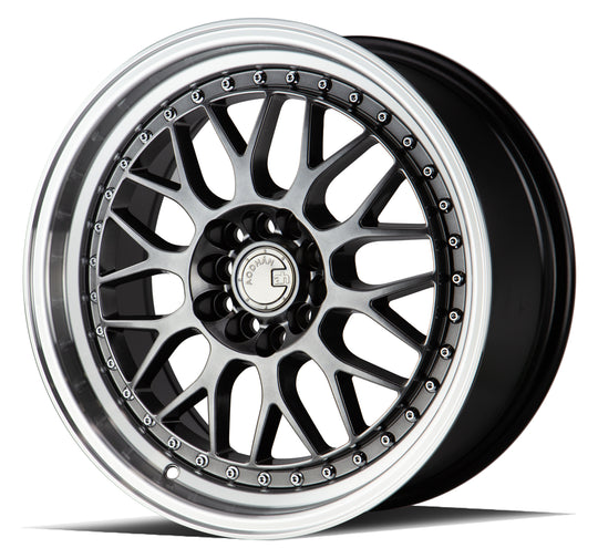 AH021780510011435HB - Aodhan AH02 17X8 5X114.3 / 5X100 ET 35mm Hyper Black with Machined Lip - Aodhan Wheels Canada