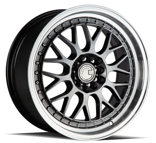 AH021780510011435HB - Aodhan AH02 17X8 5X114.3 / 5X100 ET 35mm Hyper Black with Machined Lip - Aodhan Wheels Canada