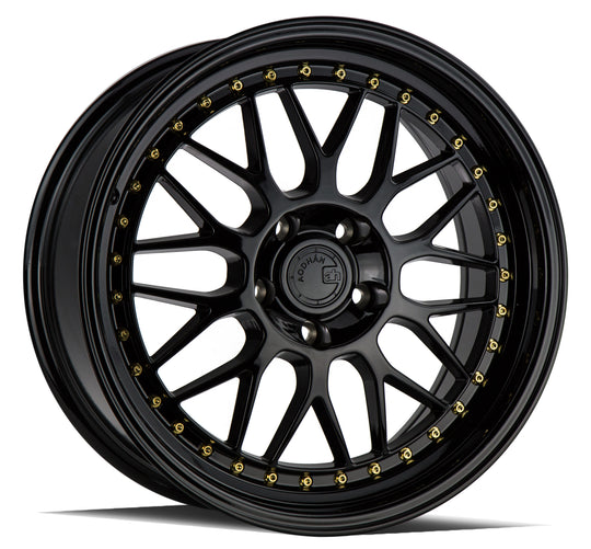 AH021885511435GB - Aodhan AH02 18X8.5 5X114.3 ET 35mm Gloss Black ( Gold Rivet) - Aodhan Wheels Canada
