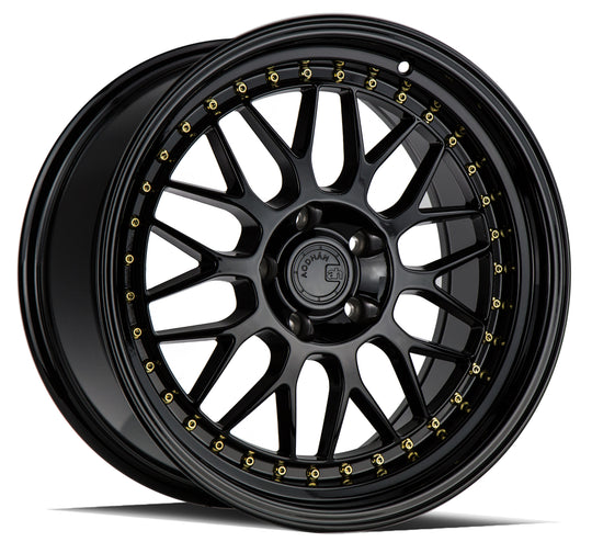 AH021895511430GB - Aodhan AH02 18X9.5 5X114.3 ET 30mm Gloss Black ( Gold Rivet) - Aodhan Wheels Canada