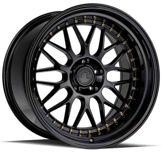 AH021911511415GB - Aodhan AH02 19X11 5X114.3 ET 15mm Gloss Black ( Gold Rivet) - Aodhan Wheels Canada