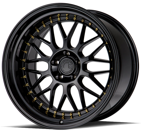 AH021911511422GB - Aodhan AH02 19X11 5X114.3 ET 22mm Gloss Black ( Gold Rivet) - Aodhan Wheels Canada