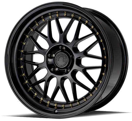 AH021995511412GB - Aodhan AH02 19X9.5 5X114.3 ET 12mm Gloss Black ( Gold Rivet) - Aodhan Wheels Canada