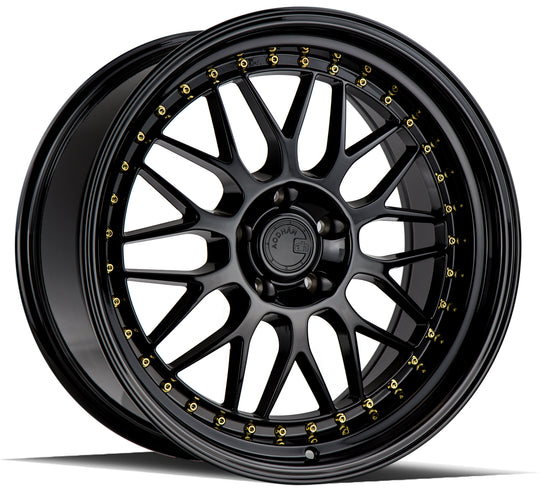 AH021995511412GB - Aodhan AH02 19X9.5 5X114.3 ET 12mm Gloss Black ( Gold Rivet) - Aodhan Wheels Canada