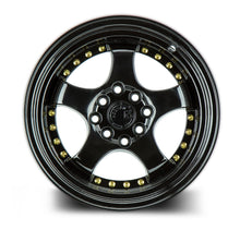 Load image into Gallery viewer, AH0315804100114320FB - Aodhan AH03 15X8 4X114.3 / 4X100 ET 20mm Gloss Black with Gold Rivets - Aodhan Wheels Canada