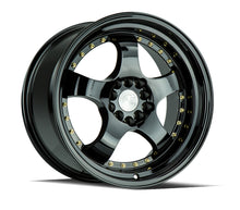 Load image into Gallery viewer, AH0317905100114325FB - Aodhan AH03 17X9 5X100 / 5X114.3 ET 25mm Gloss Black with Gold Rivets - Aodhan Wheels Canada