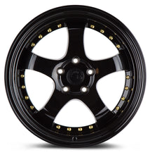 Load image into Gallery viewer, AH0318955114330FB - Aodhan AH03 18X9.5 5X114.3 ET 30mm Gloss Black with Gold Rivets - Aodhan Wheels Canada