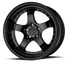 Load image into Gallery viewer, AH0318955114330FB - Aodhan AH03 18X9.5 5X114.3 ET 30mm Gloss Black with Gold Rivets - Aodhan Wheels Canada