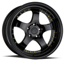 Load image into Gallery viewer, AH0318955114330FB - Aodhan AH03 18X9.5 5X114.3 ET 30mm Gloss Black with Gold Rivets - Aodhan Wheels Canada