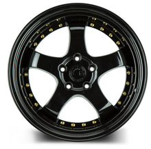 Load image into Gallery viewer, AH0319115114322FB - Aodhan AH03 19X11 5X114.3 ET 22mm Gloss Black with Gold Rivets - Aodhan Wheels Canada