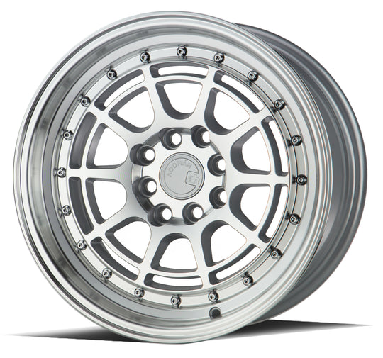 AH0415804100114320SML - Aodhan AH04 15X8 4X100 / 4X114.3 ET 20mm Silver with Machined Face - Aodhan Wheels Canada