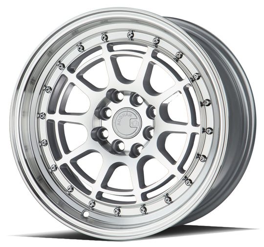 AH0416804100114315SML - Aodhan AH04 16X8 4X114.3 / 4X100 ET 15mm Silver with Machined Face - Aodhan Wheels Canada