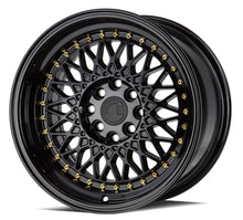 Load image into Gallery viewer, AH0515804100114320FB - Aodhan AH05 15X8 4X114.3 / 4X100 ET 20mm Gloss Black with Gold Rivets - Aodhan Wheels Canada