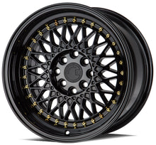 Load image into Gallery viewer, AH0516804100114315FB - Aodhan AH05 16X8 4X114.3 / 4X100 ET 15mm Gloss Black with Gold Rivets - Aodhan Wheels Canada