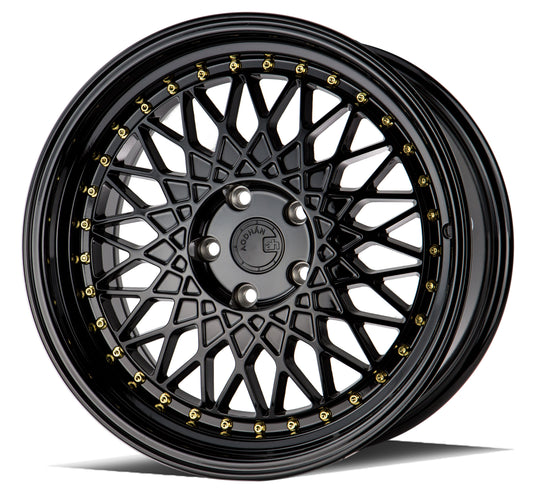 AH0518955114335FB - Aodhan AH05 18X9.5 5X114.3 ET 35mm Gloss Black with Gold Rivets - Aodhan Wheels Canada