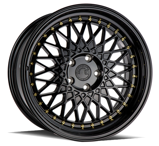 AH0518955114335FB - Aodhan AH05 18X9.5 5X114.3 ET 35mm Gloss Black with Gold Rivets - Aodhan Wheels Canada