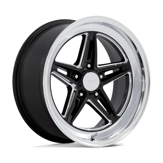 VN514BE20105006 - American Racing Vintage VN514 Groove 20X10 5X127 6mm Gloss Black Milled With Diamond Cut Lip - American Racing Vintage Wheels Canada