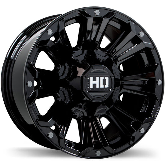 F261-1680-82BN+10C250 - Fast HD AMMO 16X8 8X165.1 10mm Gloss Black - Fast HD Wheels Canada