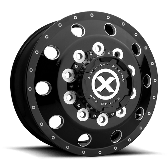 AO40022510301 - ATX AO400 Baja 22.5X8.25 10X285.75  145mm Gloss Black Milled - Front - ATX Wheels Canada