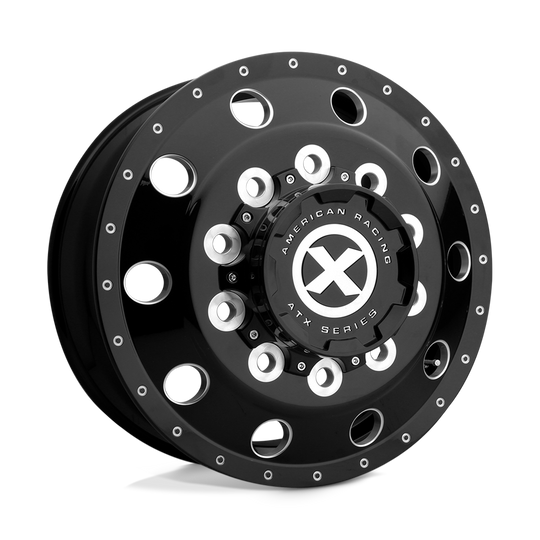 AO40022510303 - ATX AO400 Baja 22.5X8.25 10X285.75  145mm Gloss Black Milled - Front - ATX Wheels Canada