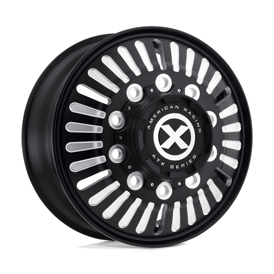 AO40324510901 - ATX AO403 Roulette 24.5X8.25 10X285.75  144mm Satin Black Milled - Front - ATX Wheels Canada