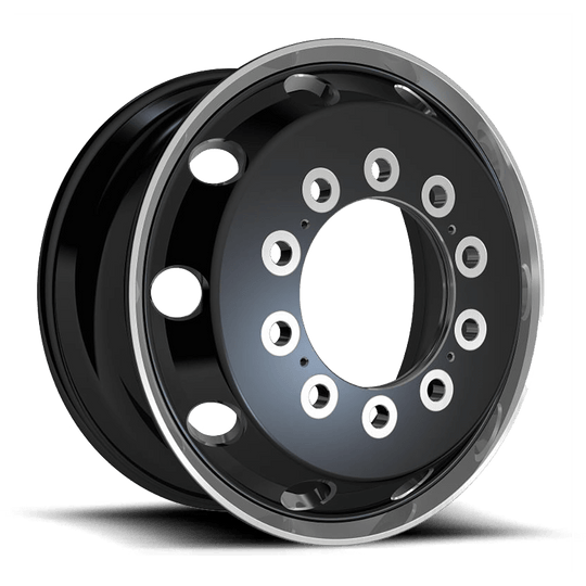 AO404221210301H - ATX AO404 Journey 22.5X12.25 10X285.75  119mm Glossy Black With Polished Lip - Front - ATX Wheels Canada