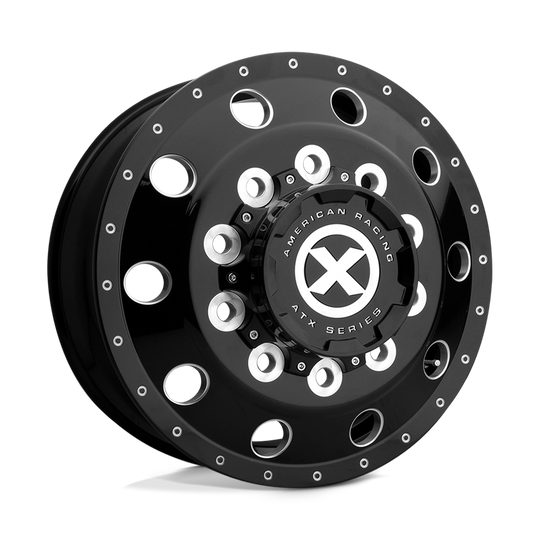 AO40524510303H - ATX AO405 Trex 24.5X8.25 10X285.75  144mm Gloss Black Milled - Front - ATX Wheels Canada