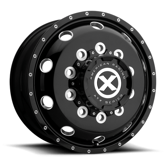 AO40522910301H - ATX AO405 Trex 22.5X9 10X285.75  152mm Gloss Black Milled - Front - ATX Wheels Canada
