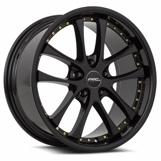 AR05178051435BK-512 - ARC AR5 17X8 5X112 35MM All Black Gold Rivet - ARC Wheels Canada