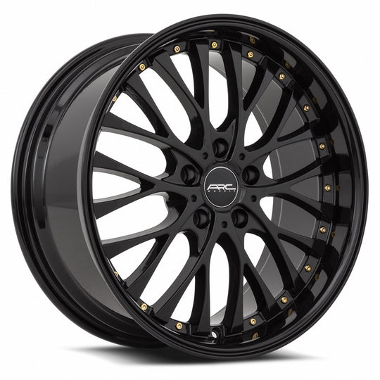 AR06188051430BK-508 - ARC AR6 18X8 5X108 30MM All Black Gold Rivet - ARC Wheels Canada