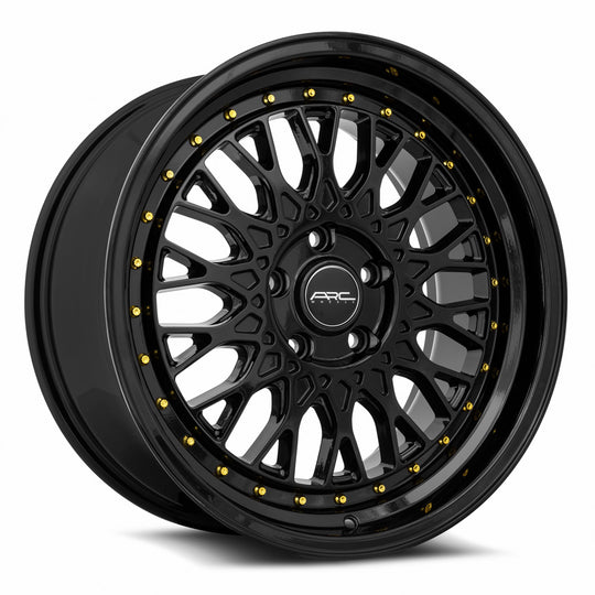 AR01188551435BK - ARC AR1 18X8.5 5X114.3 35MM All Black Gold Rivet - ARC Wheels Canada