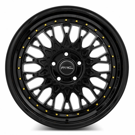 AR01178551435BK - ARC AR1 17X8.5 5X114.3 35MM All Black Gold Rivet - ARC Wheels Canada