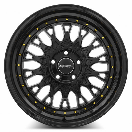 AR01189551435BK-520 - ARC AR1 18X9.5 5X120 35MM All Black Gold Rivet - ARC Wheels Canada