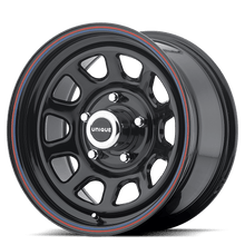 Load image into Gallery viewer, AR7675761 - American Racing AR767 15X7 5X120.65  0mm Gloss Black Steel With Red And Blue Stripe - American Racing Wheels Canada