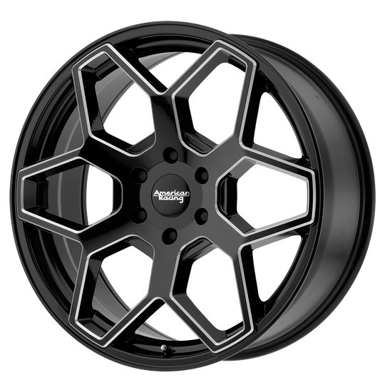AR91628568315 - American Racing AR916 20X8.5 6X139.7  15mm Gloss Black Milled - American Racing Wheels Canada