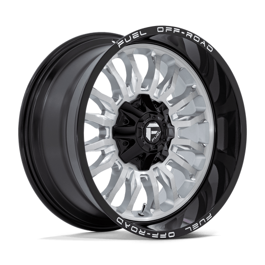 D79820009847 - Fuel Off-Road D798 Arc 20X10 6X135 6X139.7 -18 mm Silver Brushed Face With Milled Black Lip - Fuel Off-Road Wheels Canada