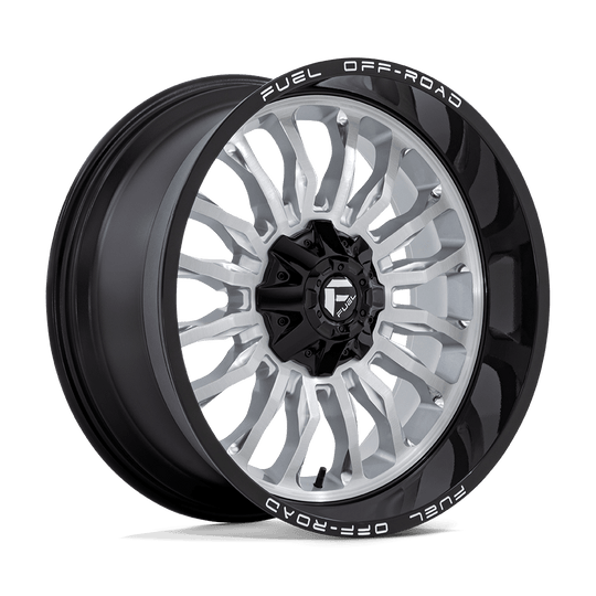 D79822009847 - Fuel Off-Road D798 Arc 22X10 6X135 6X139.7 -18 mm Silver Brushed Face With Milled Black Lip - Fuel Off-Road Wheels Canada