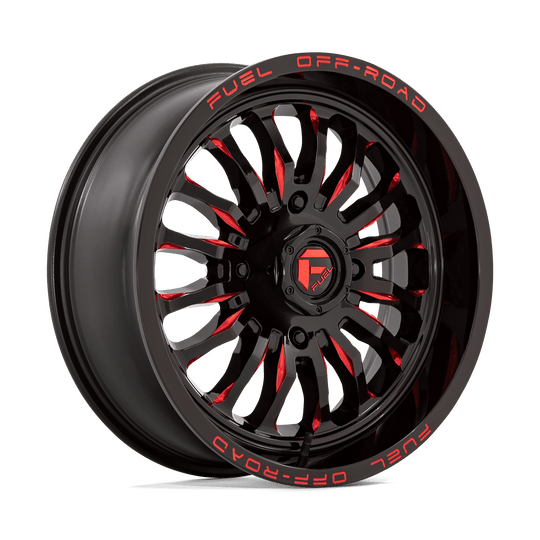 D8221870A544 - Fuel Off-Road D822 Arc 18X7 4X156 13mm Gloss Black Milled Red - Fuel Off-Road Wheels Canada