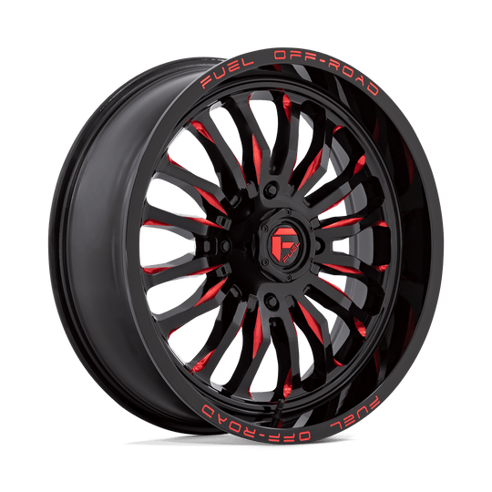 D8222070A544 - Fuel Off-Road D822 Arc 20X7 4X156 13mm Gloss Black Milled Red - Fuel Off-Road Wheels Canada