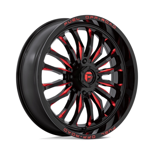 D8222270A544 - Fuel Off-Road D822 Arc 22X7 4X156 13mm Gloss Black Milled Red - Fuel Off-Road Wheels Canada