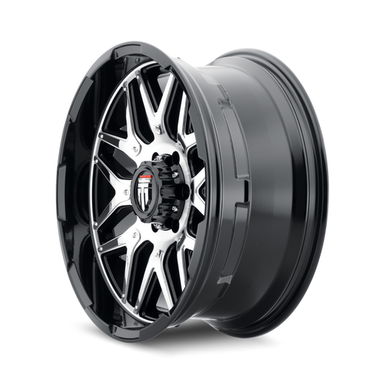 AT151-2983BM0 - American Truxx Grind 20X9 6X139.7 /  ET 0mm Gloss Black and Machined with Chrome Insert - American Truxx Wheels Canada