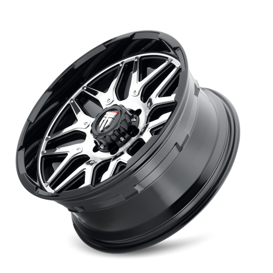 AT151-2985BM0 - American Truxx Grind 20X9 5X139.7 /  ET 0mm Gloss Black and Machined with Chrome Insert - American Truxx Wheels Canada