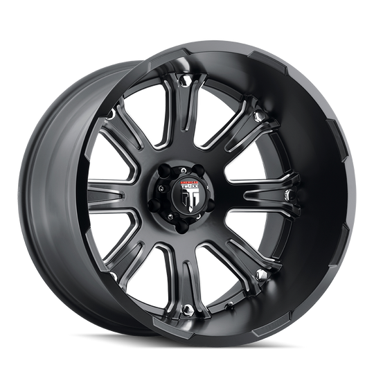 AT154-22485M-76 - American Truxx Bomb 22X14 5X139.7 /  ET -76mm Satin Black Milled - American Truxx Wheels Canada