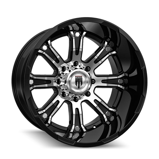 AT154-22470BM-76 - American Truxx Bomb 22X14 8X170 /  ET -76mm Black and Machined - American Truxx Wheels Canada
