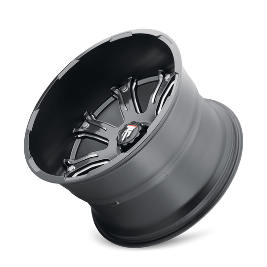AT154-22483M-76 - American Truxx Bomb 22X14 6X139.7 /  ET -76mm Satin Black Milled - American Truxx Wheels Canada